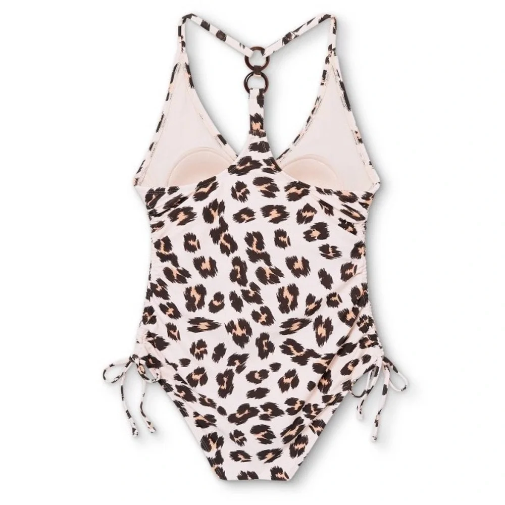 Leopard Print Ring-Back Side Cinch One Piece Swimsuit - Picture 4 of 4